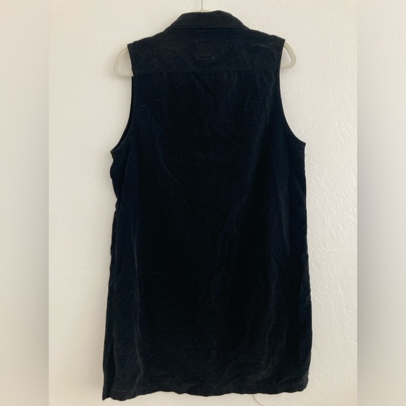 A.M.I Vintage Black Velvet Midi Dress Sleeveless Button Down Collared Sz Medium - Picture 4 of 6